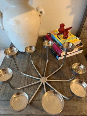 Vintage Crate&Barrel Silver nine-Arm Metal Candle Holder